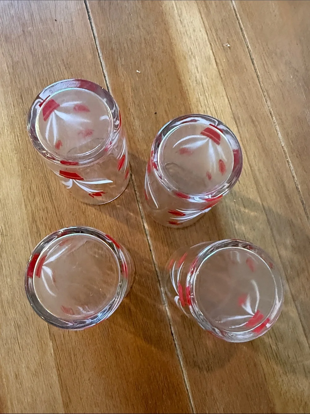 Swanky swigs Vintage Red Tulip Glass Tumblers - Set of 4